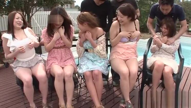 JAVHUB Hardcore japanische Orgie mit fünf sexy Damen